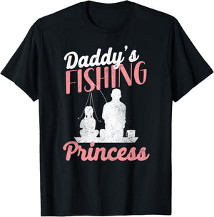 Fishing Fisherman Fisher HD0 Fishing Princess Daddy Daughter - -Adults - Black - Short Sleeve - Small T-Shirt - T-Shirt | Black