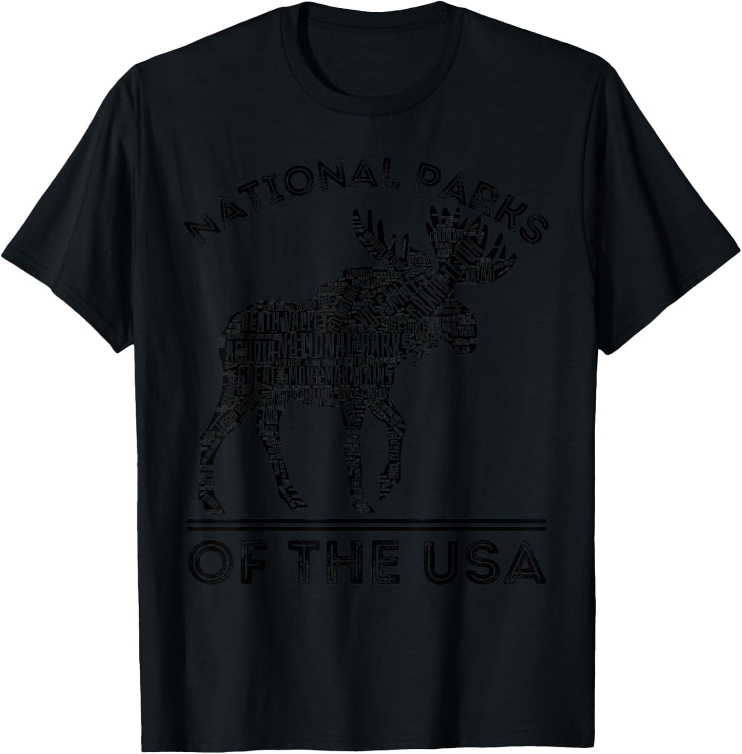 National Parks Moose Hiking Travel Camping Outdoors USA T-Shirt - T-Shirt | Black