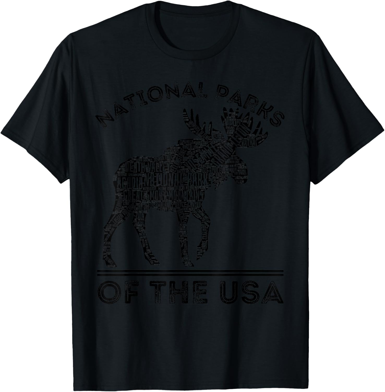 National Parks Moose Hiking Travel Camping Outdoors USA T-Shirt - T-Shirt | Black