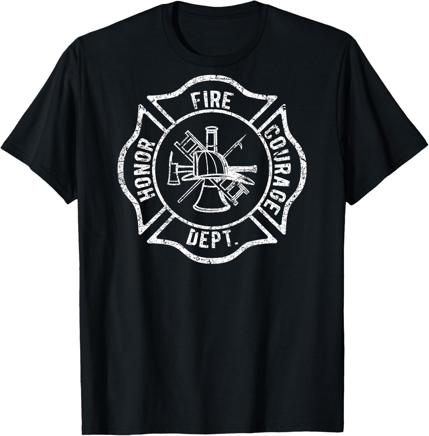 Fire Department Logo Fireman Uniform Gear Firefighter Symbol T-Shirt - T-Shirt | Black