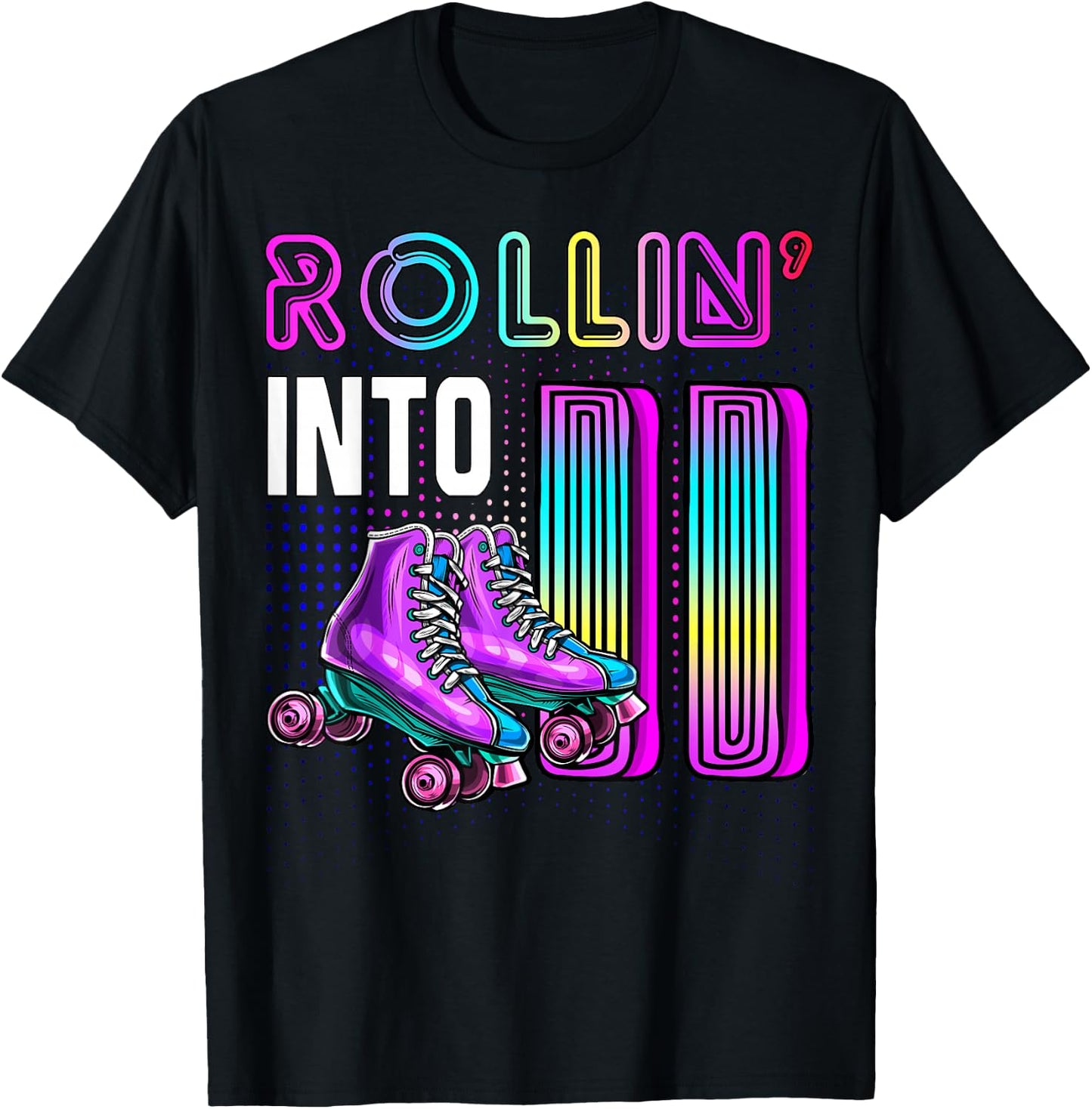 Rollin' into 11 Roller Skating Rink 11th Birthday Party Girl T-Shirt - T-Shirt | Black