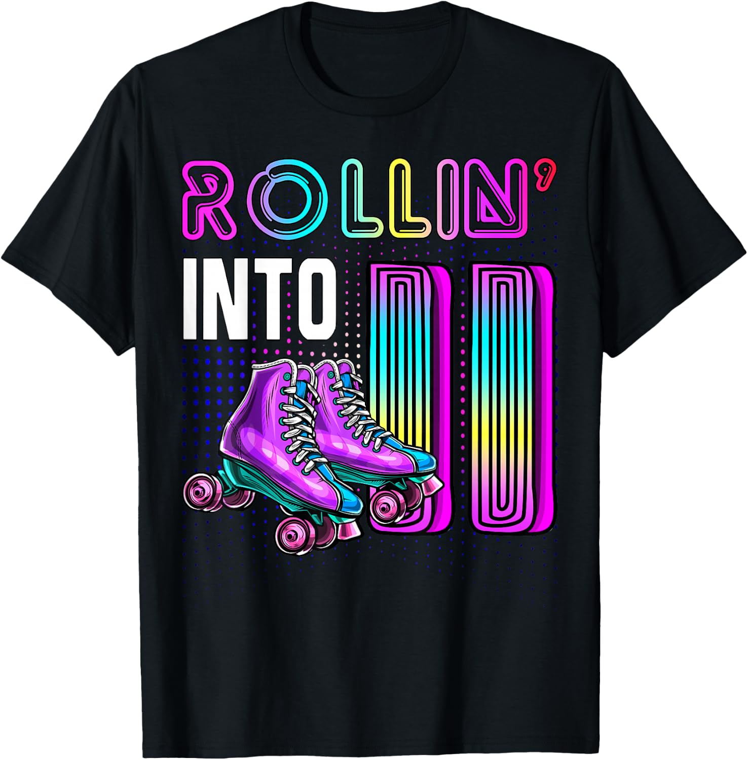 Rollin' into 11 Roller Skating Rink 11th Birthday Party Girl T-Shirt - T-Shirt | Black