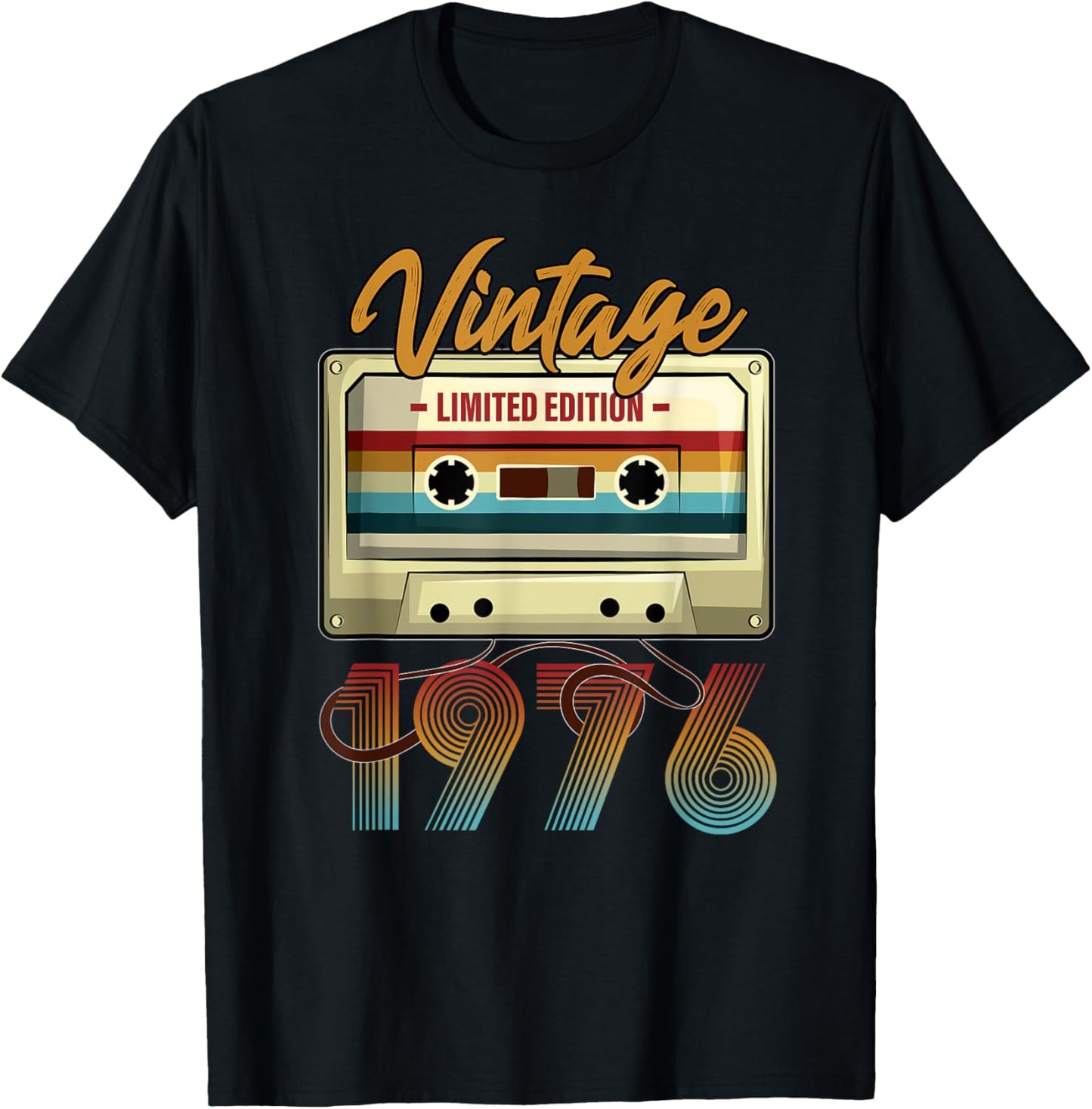 Vintage 1976 49th Birthday Cassette Tape Women B-Day T-Shirt - T-Shirt | Black