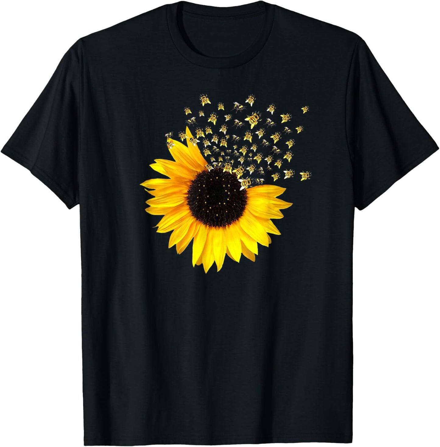 Bumble Bee. Honey Bees. Bee Lover. Sunflower. Yellow Flowers T-Shirt - T-Shirt | Black