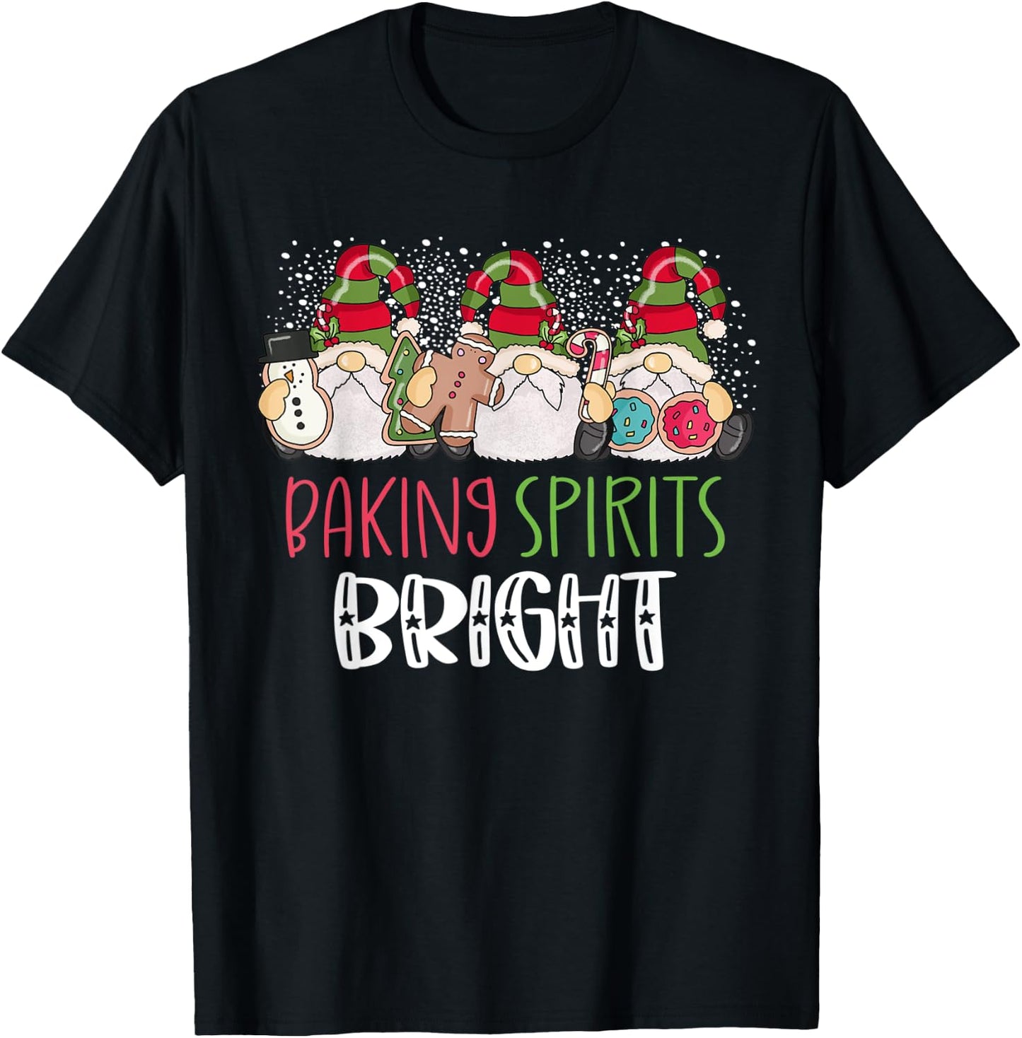 Christmas Baking Shirt Baking With My Gnomies Cute Gnomes T-Shirt - T-Shirt | Black