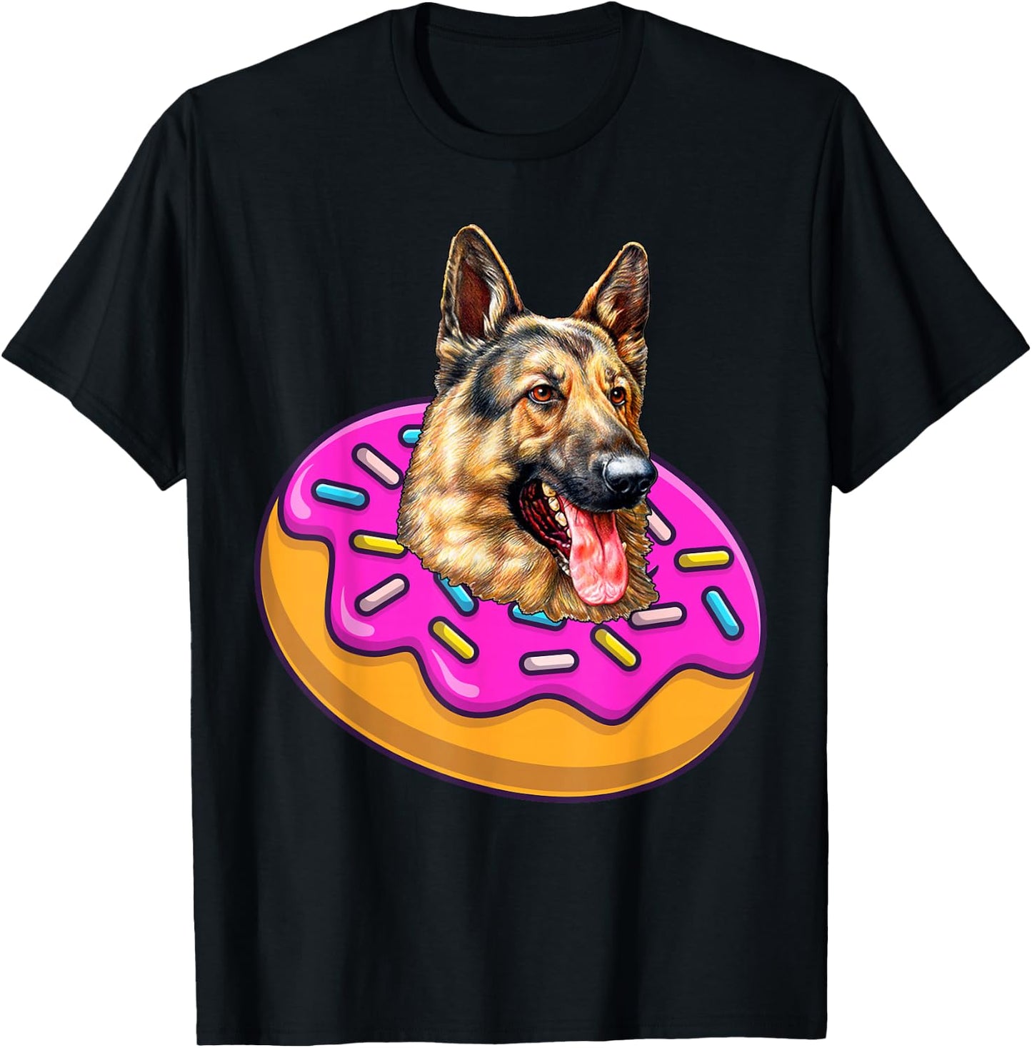 Funny German Shepherd Dog Donut Doughnut Lovers Bakers Kids T-Shirt - T-Shirt | Black