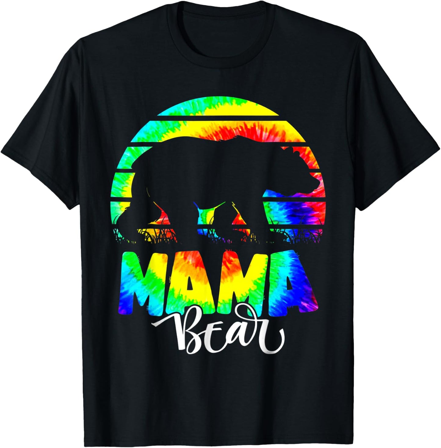 Mama Bear Tie-Dye Mother Mom Mommy Mother's Day T-Shirt - T-Shirt | Black
