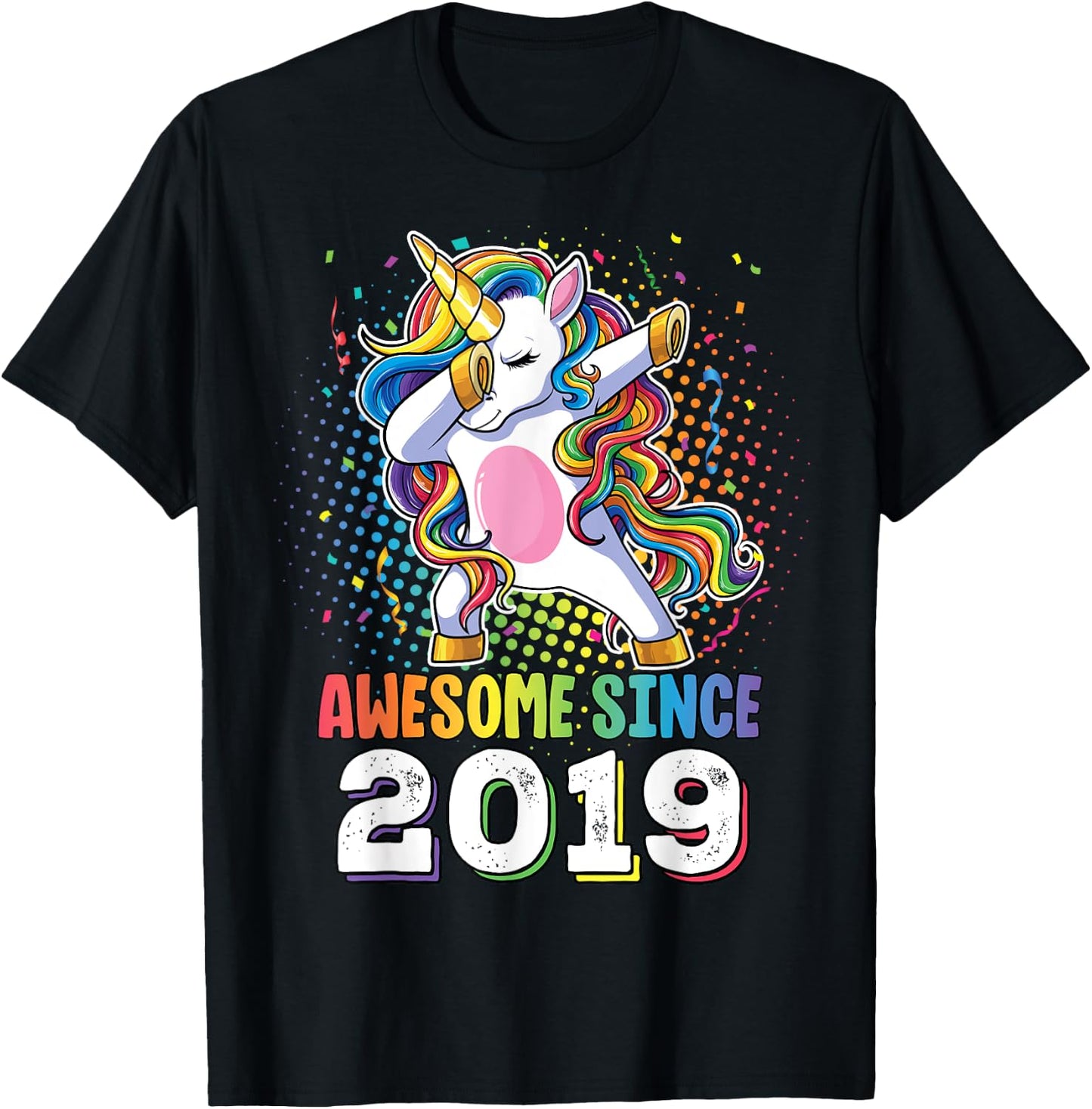 Awesome Since 2019 Shirt Girls 4 Years Old Birthday T-Shirt - T-Shirt | Black