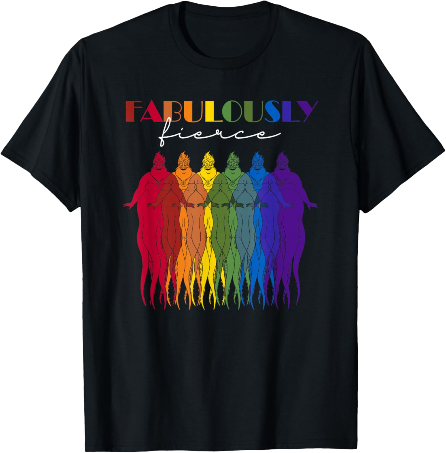 Disney Villains Rainbow Ursula Fabulously T-Shirt - T-Shirt | Black