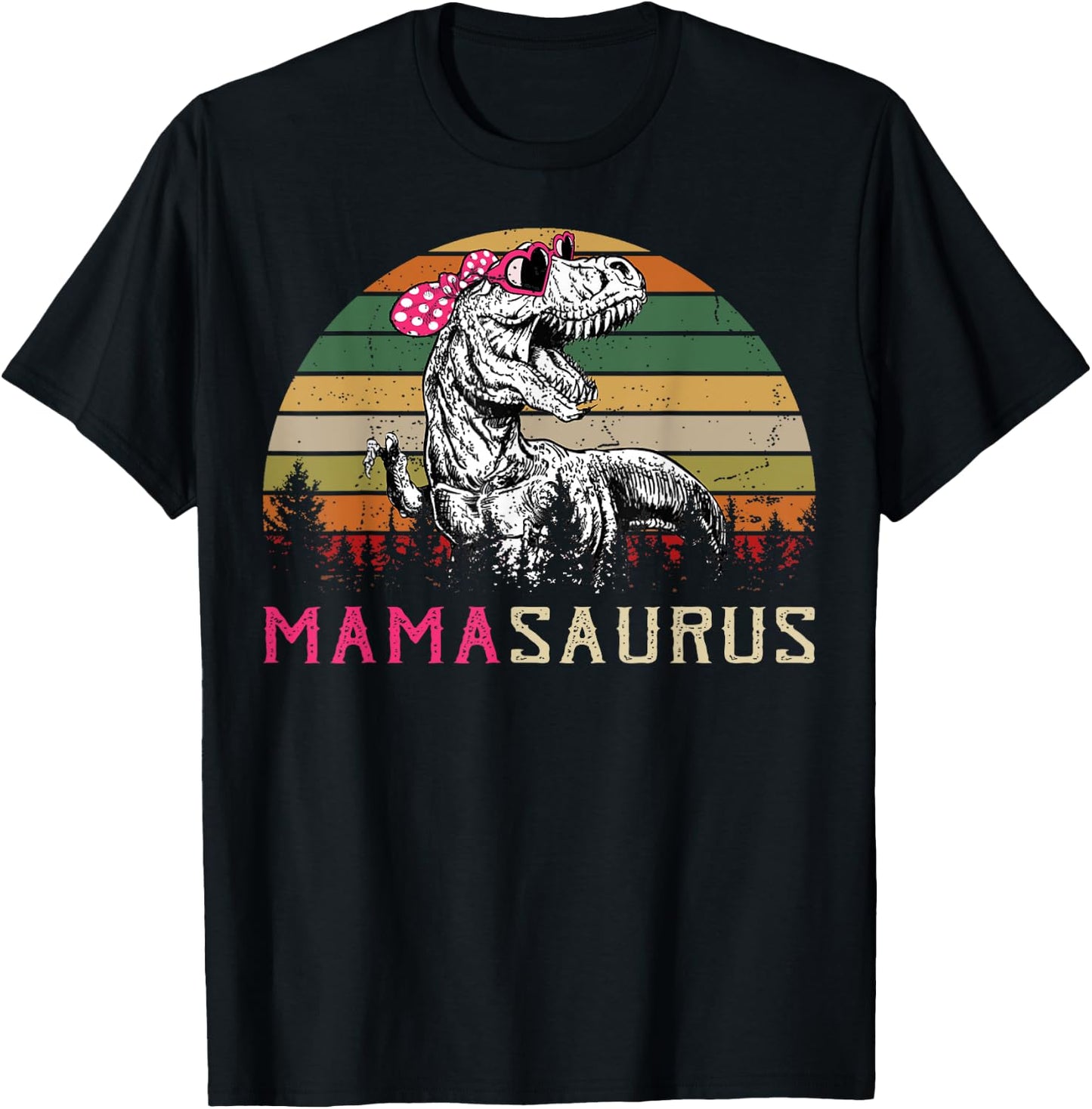 Mamasaurus T Rex Dinosaur Mama Saurus Family Matching Funny T-Shirt - T-Shirt | Black