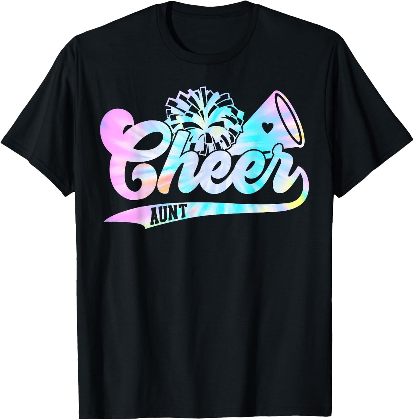 Tie Dye Cheer Aunt Cheerleading for Cheerleader Squad BFF T-Shirt - T-Shirt | Black