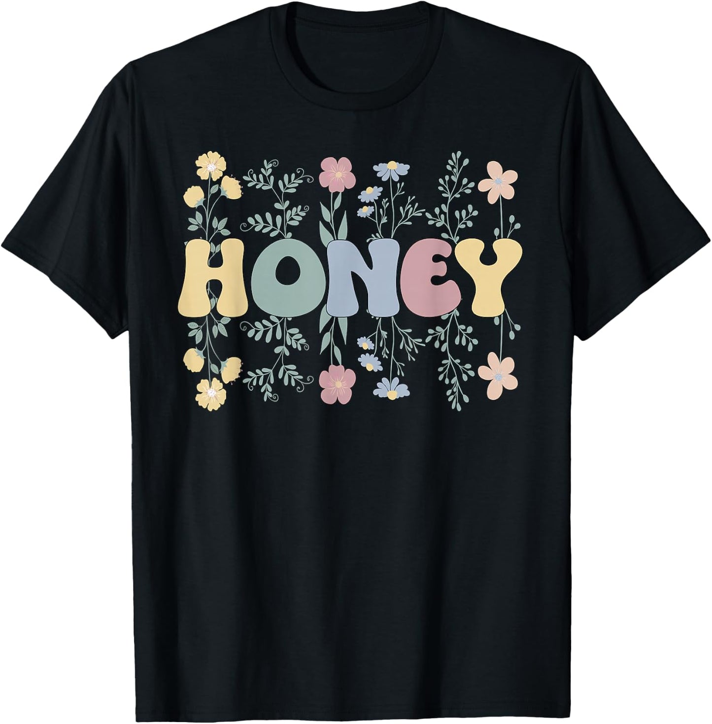 Groovy Honey Grandmother Flowers Honey Grandma T-Shirt - T-Shirt | Black
