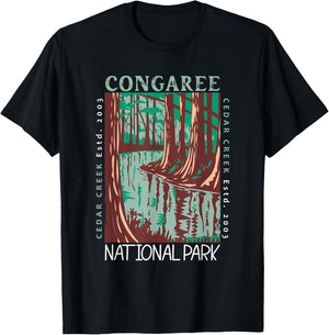 Congaree National Park South Carolina Distressed Vintage T-Shirt - T-Shirt | Black