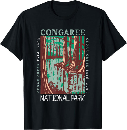 Congaree National Park South Carolina Distressed Vintage T-Shirt - T-Shirt | Black