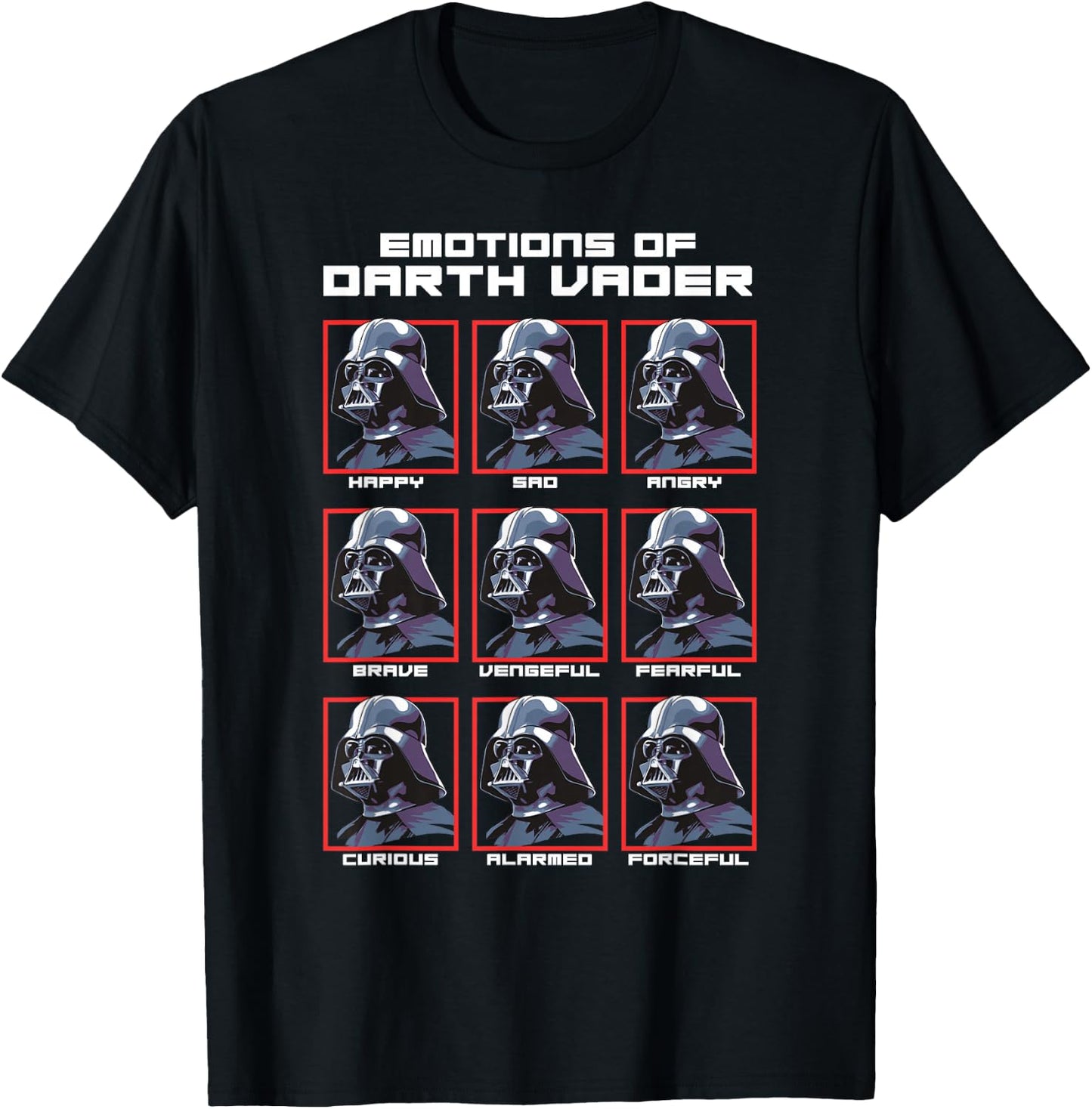 Star Wars Emotions Of Darth Vadar Portrait Grid T-Shirt - T-Shirt | Black