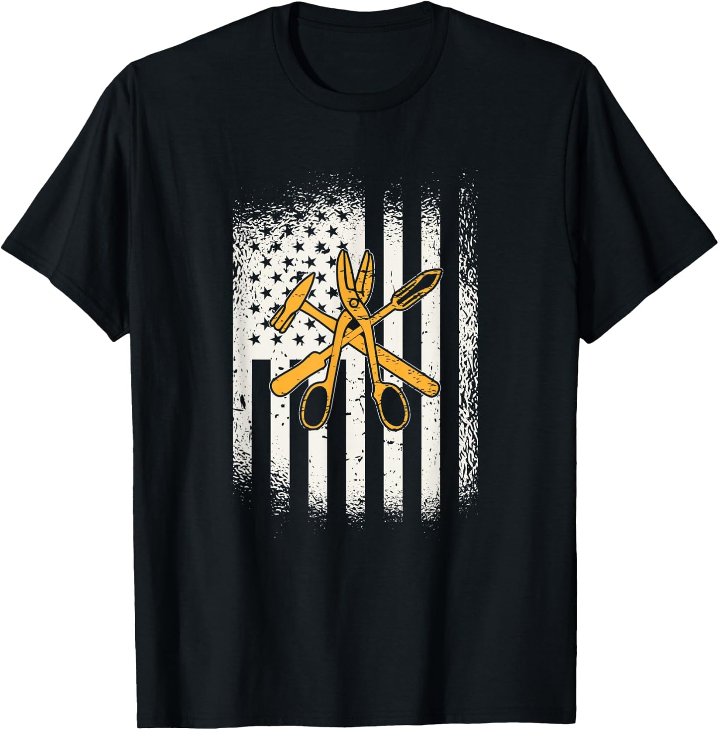 Sheet Metal Workers Flag Hammer Cutting Tools T-Shirt - T-Shirt | Black