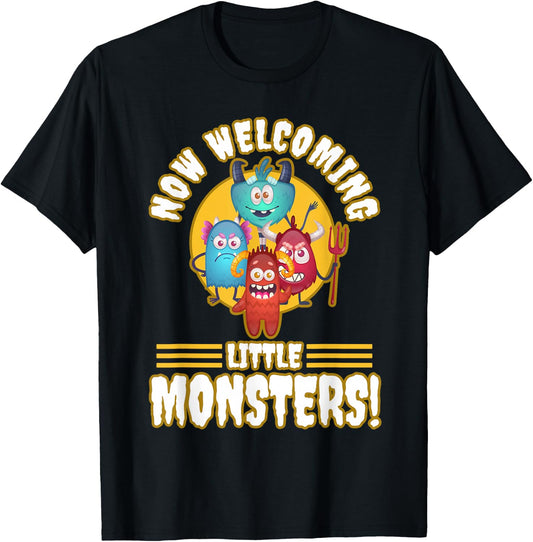 Now Welcoming Little Monsters Halloween Costume For Adults T-Shirt - T-Shirt | Black