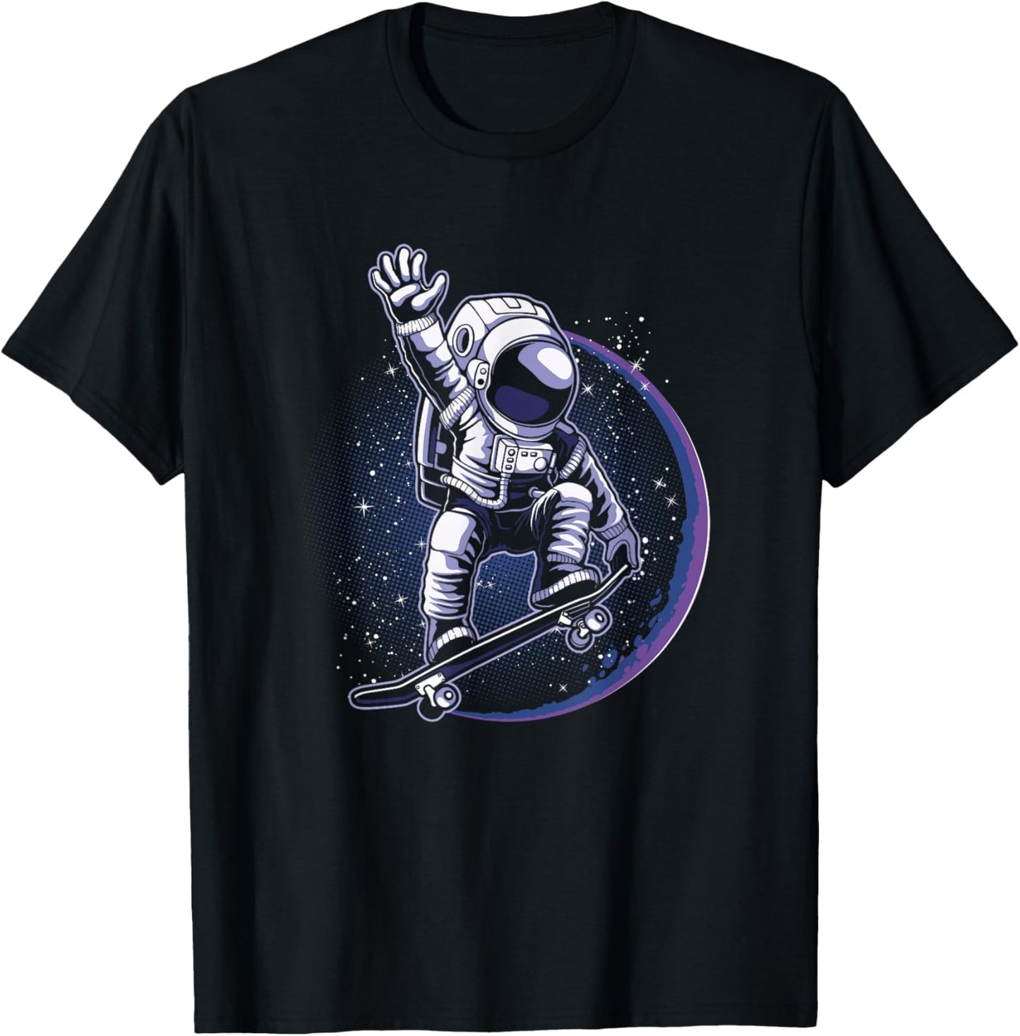 Skateboard Astronaut Skater Skate Skating Space Gift T-Shirt - T-Shirt | Black