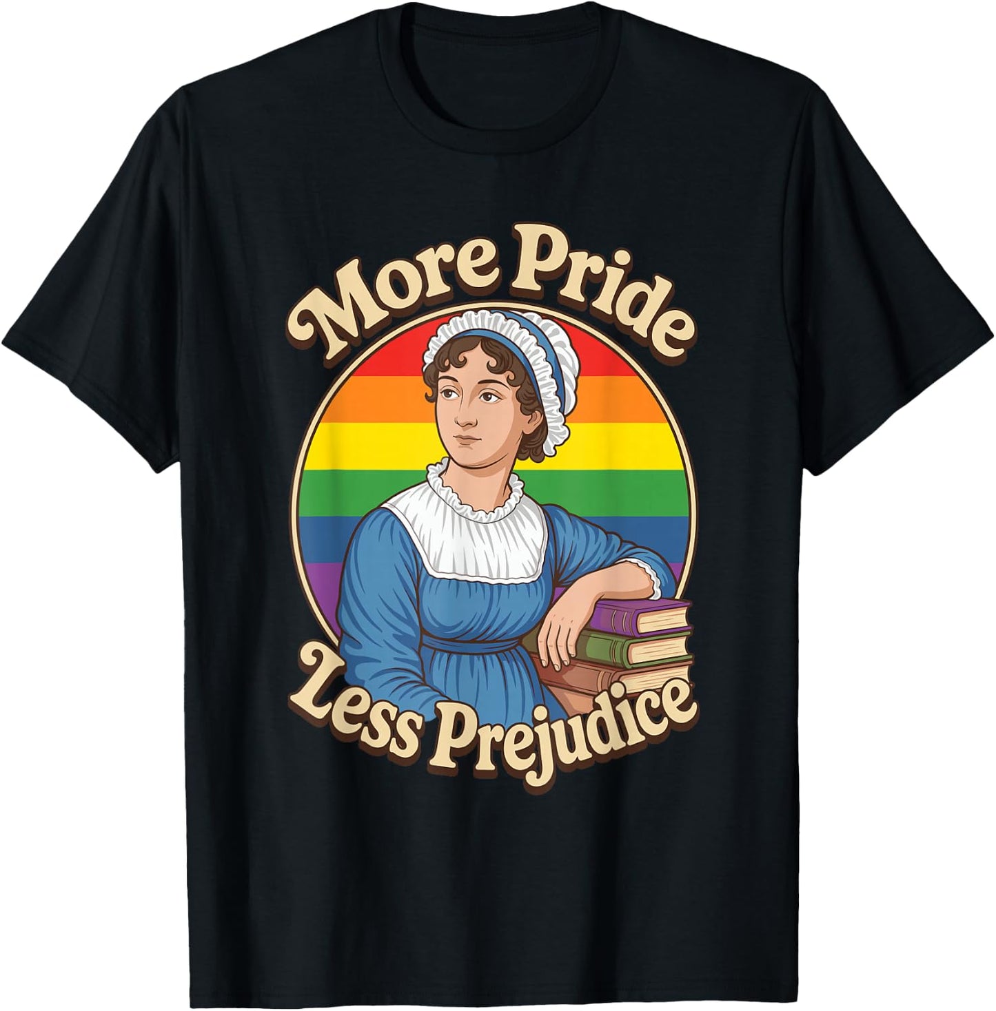 More Pride Less Prejudice LGBTQ Jane Austen T-Shirt - T-Shirt | Black