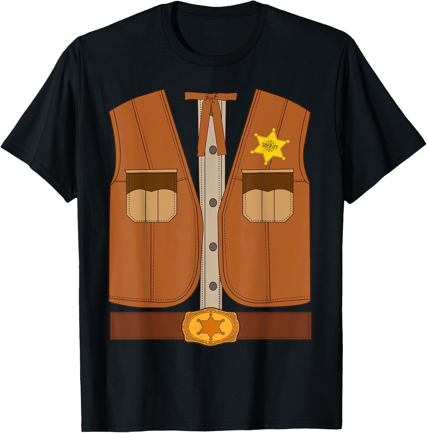 Western Sheriff Halloween Costume Shirt Wild West T-Shirt - T-Shirt | Black