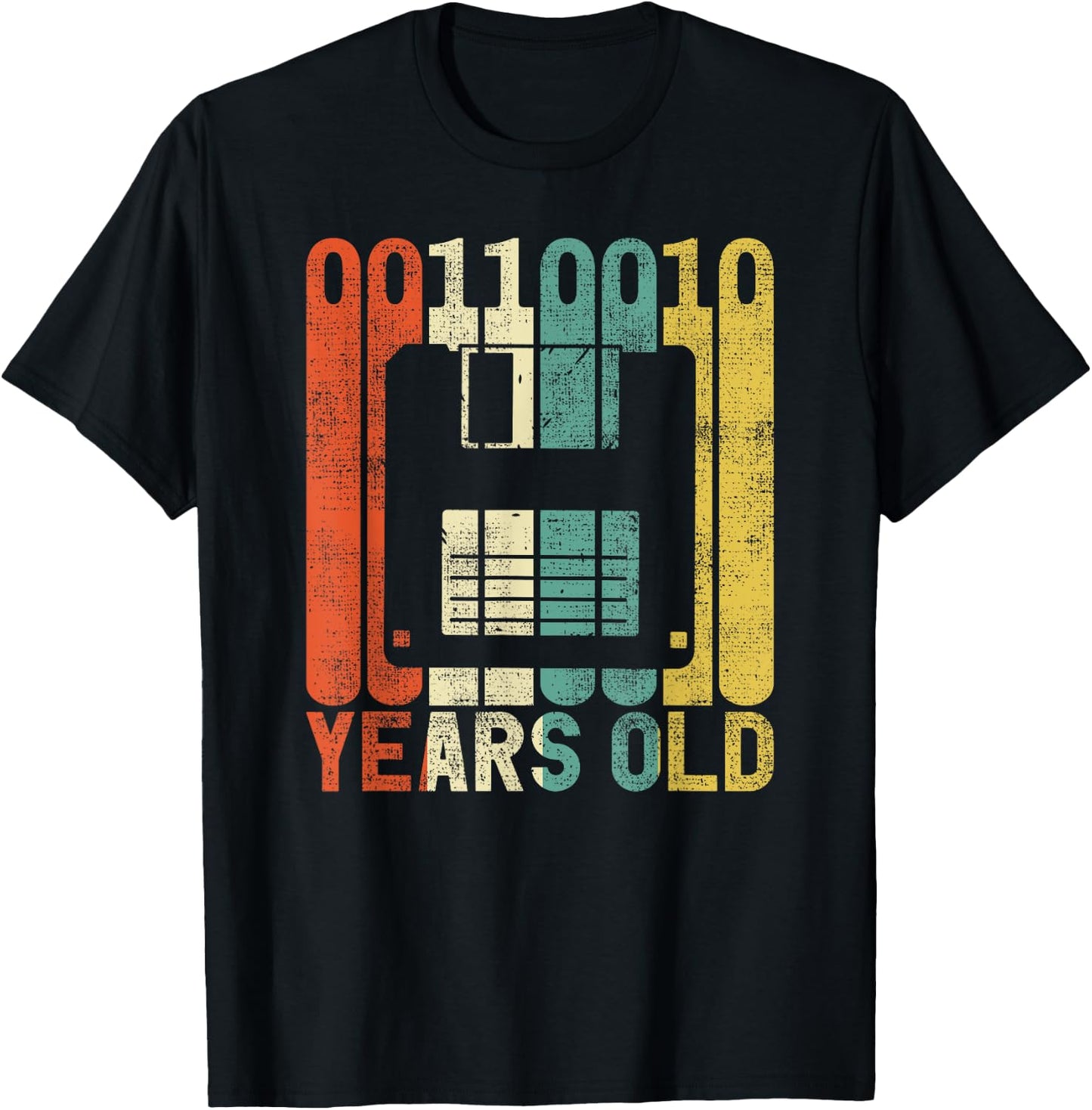 Retro 50th Birthday Nerd Floppy Disk Binary Computer Gift T-Shirt - T-Shirt | Black