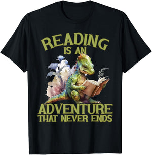 Reading Is An Adventure That Never Ends Teacher Reading T-Shirt - T-Shirt | Black
