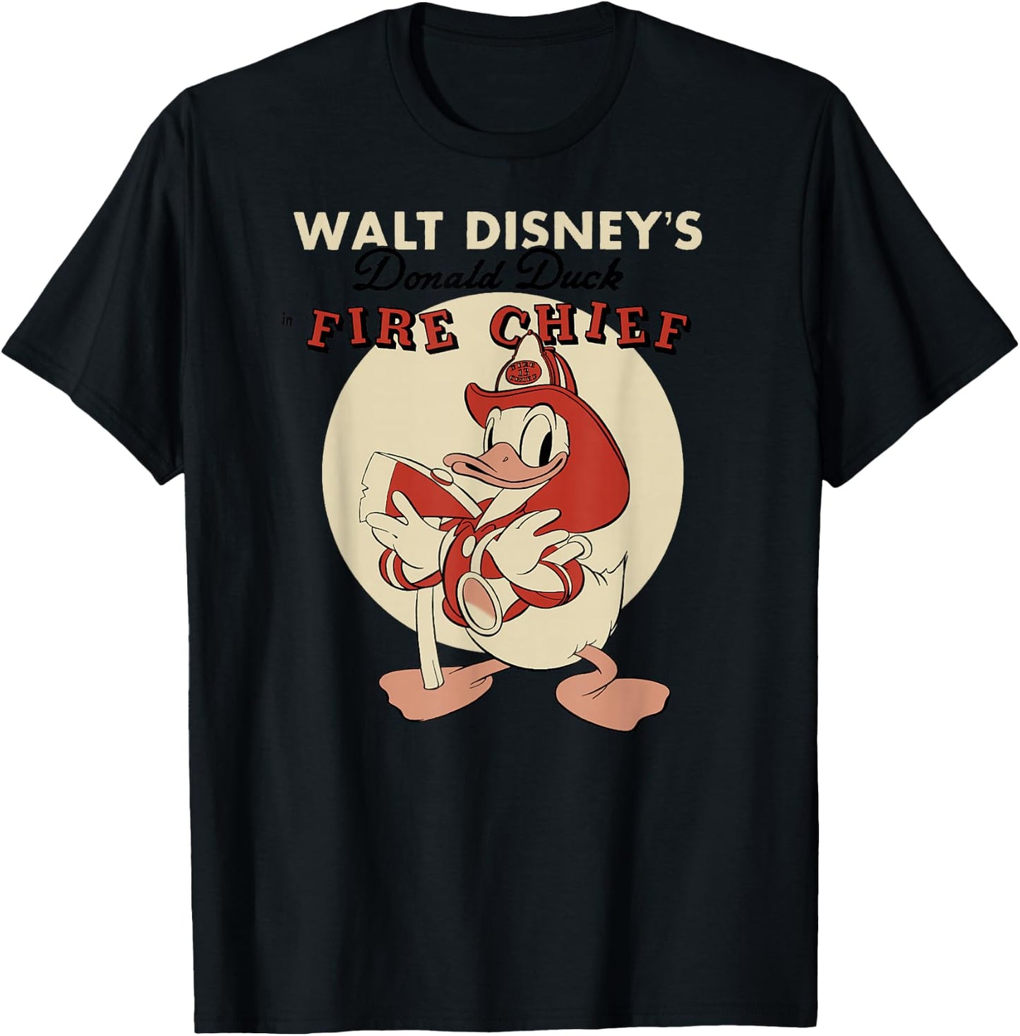 Disney Mickey and Friends Vintage Donald Duck Fire Chief T-Shirt - T-Shirt | Black