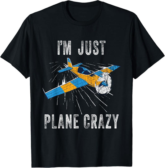 I'm Just Plane Crazy - Funny Airplanes Aircrafts Pilots Kids T-Shirt - T-Shirt | Black