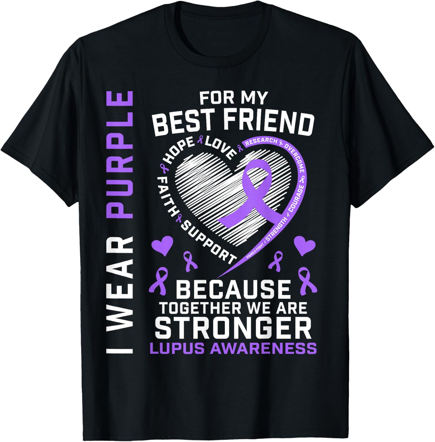 BFF I Wear Purple for My Best Friend Lupus Awareness Ribbon T-Shirt - T-Shirt | Black