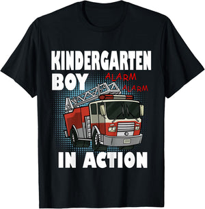 Kids Cool Fire truck in Action Back to School Kindergarten Boy T-Shirt - T-Shirt | Black
