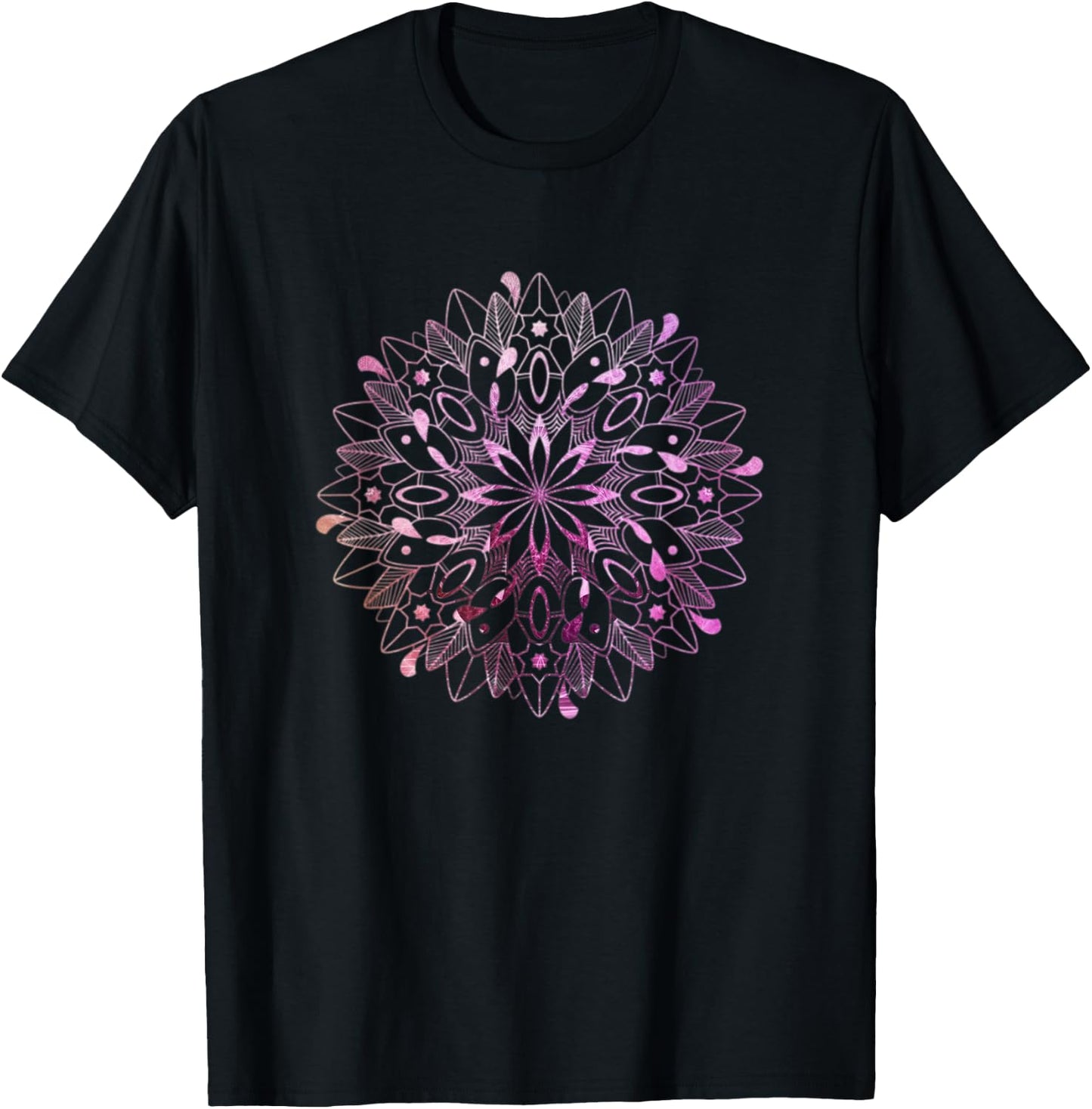 Pink Mandala Sacred Geometry Mantra Om Meditation Yoga Gift T-Shirt - T-Shirt | Black