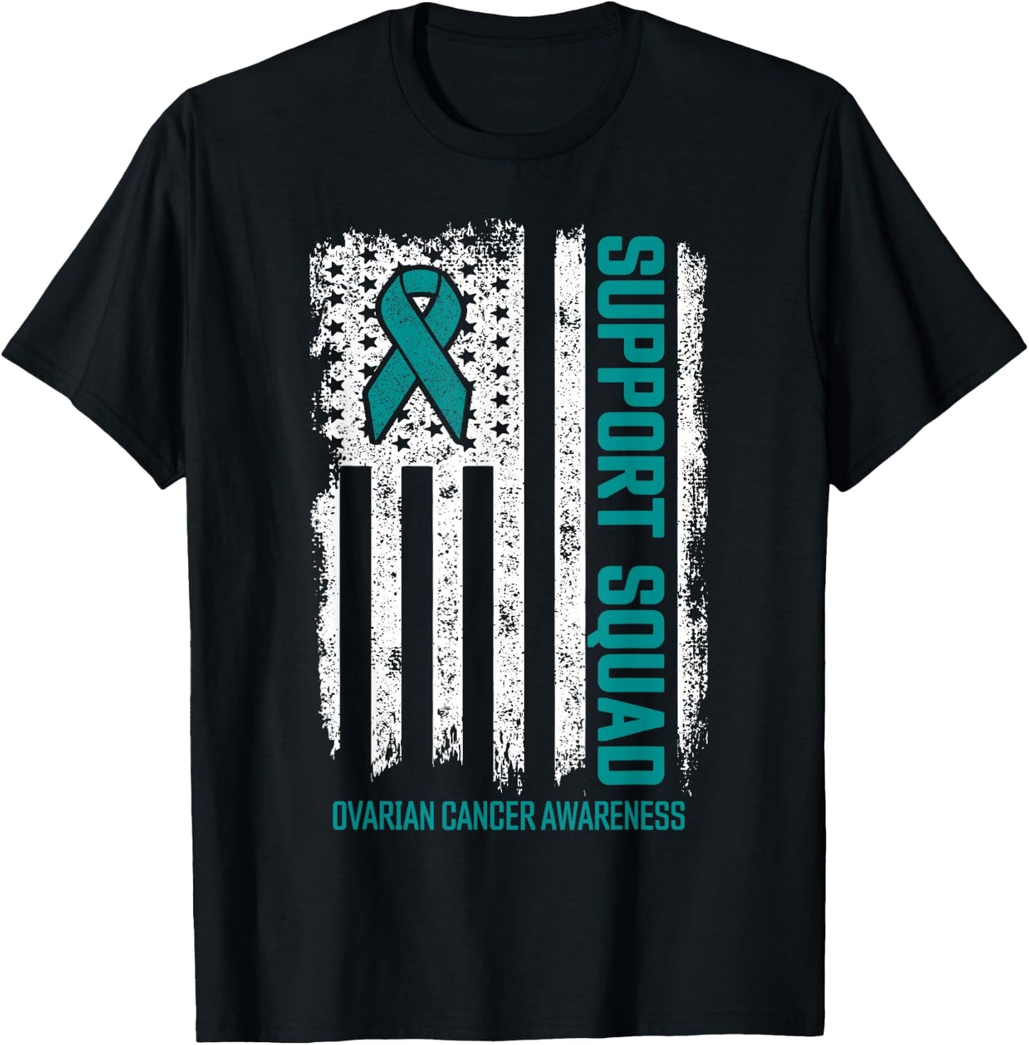 Ovarian Cancer Shirts Support Squad Ovarian Cancer Awareness T-Shirt - T-Shirt | Black