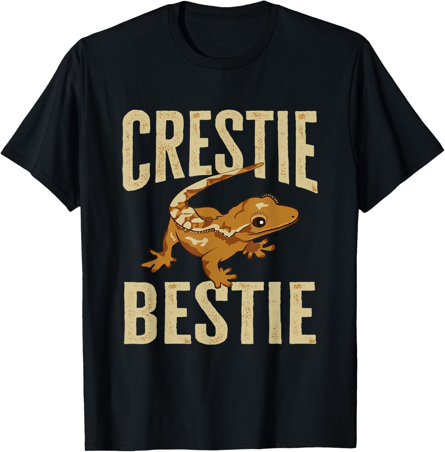 Crested Gecko Eyelash Lizard Crestie Bestie Herpetologist T-Shirt - T-Shirt | Black