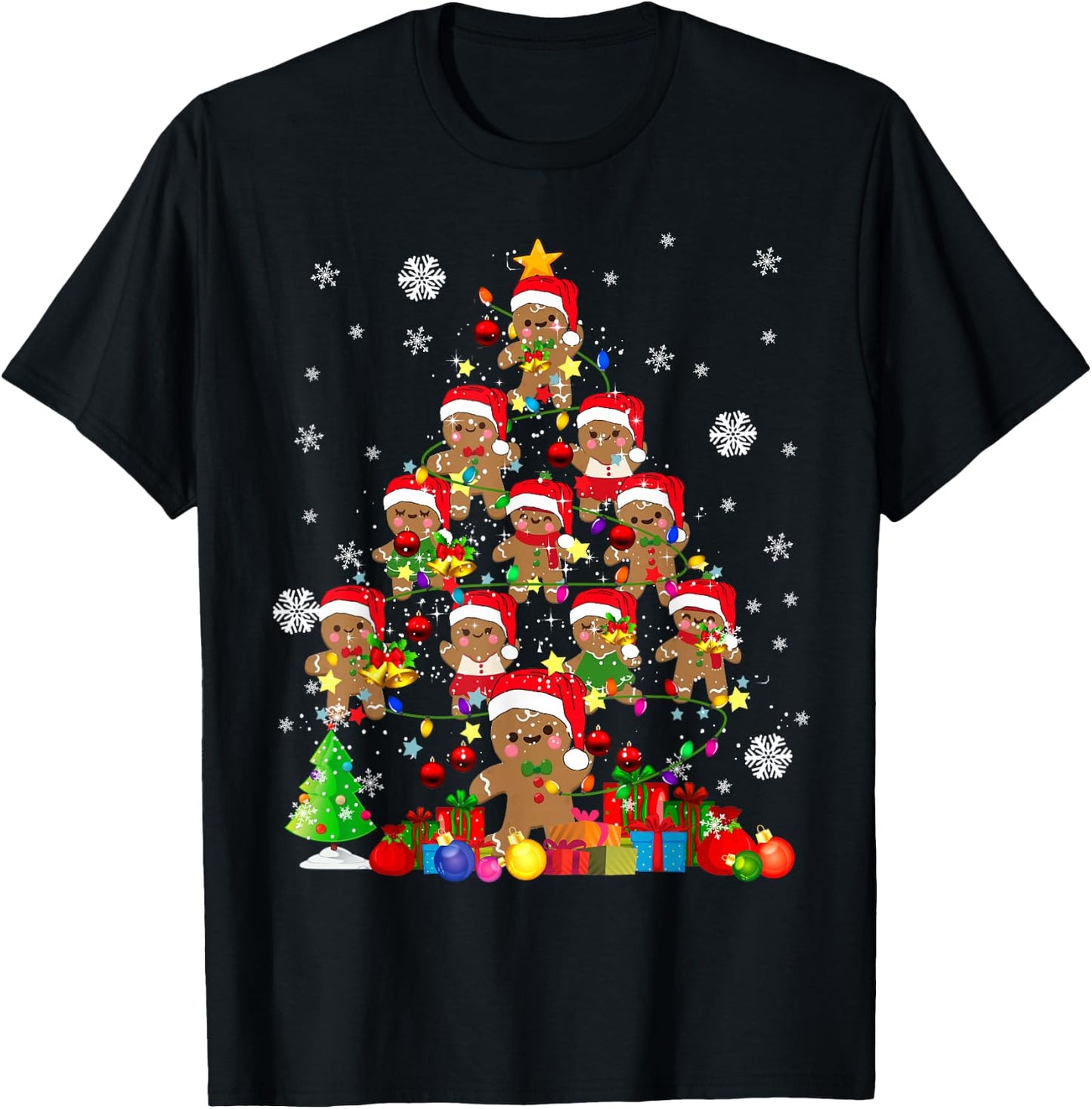 Christmas Tree Gingerbread Christmas Santa Gingerbread T-Shirt - T-Shirt | Black