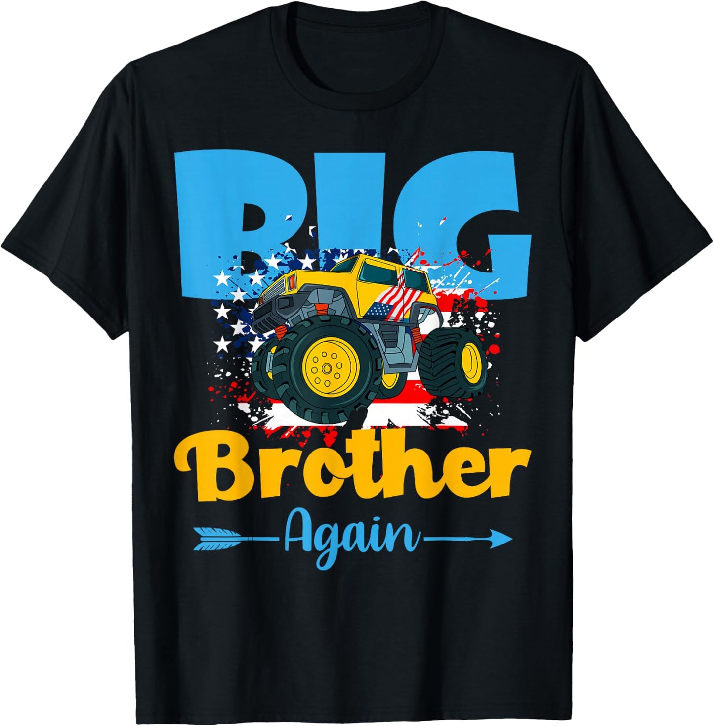Promoted To Big Brother Again Monster Truck Baby Reveal T-Shirt - T-Shirt | Black