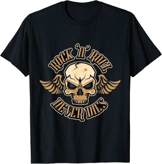 Vintage 50s RnR Design - Rock 'N' Roll Never Dies T-Shirt - T-Shirt | Black