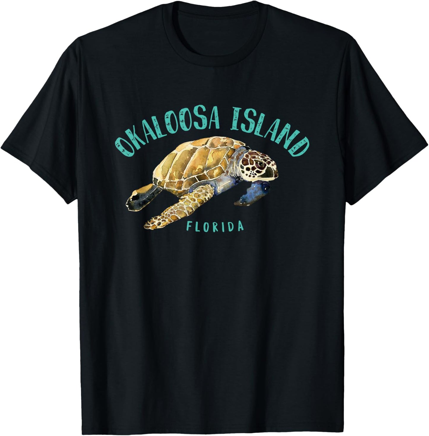Okaloosa Island Florida Sea Turtle Design T-Shirt - T-Shirt | Black