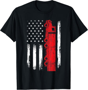 American Flag Truck - Semi Truck Driver Trucking Trucker T-Shirt - T-Shirt | Black