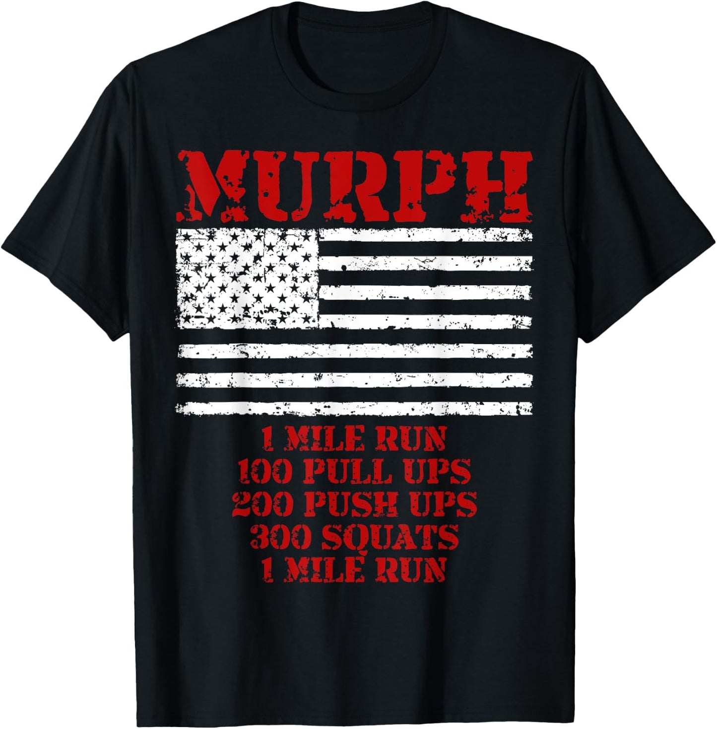 Murph Workout Exercise Challenge Patriotic WOD Gift Women Men T-Shirt - T-Shirt | Black