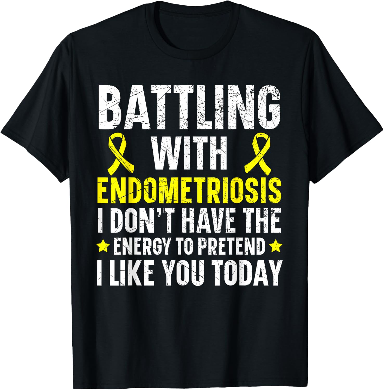 Battling With Endometriosis Awareness Disease T-Shirt - T-Shirt | Black