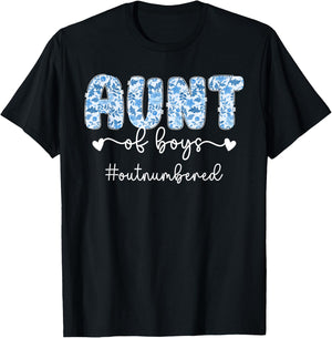 Aunt of Boys Outnumbered Boys Auntie Boy Aunt Boys Aunt T-Shirt - T-Shirt | Black