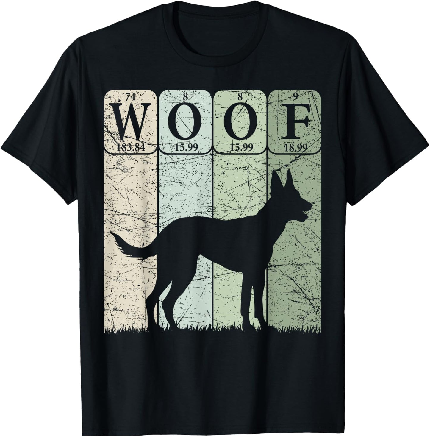 Belgian Malinois Dog Periodic Table Elements Malinois Woof T-Shirt - T-Shirt | Black