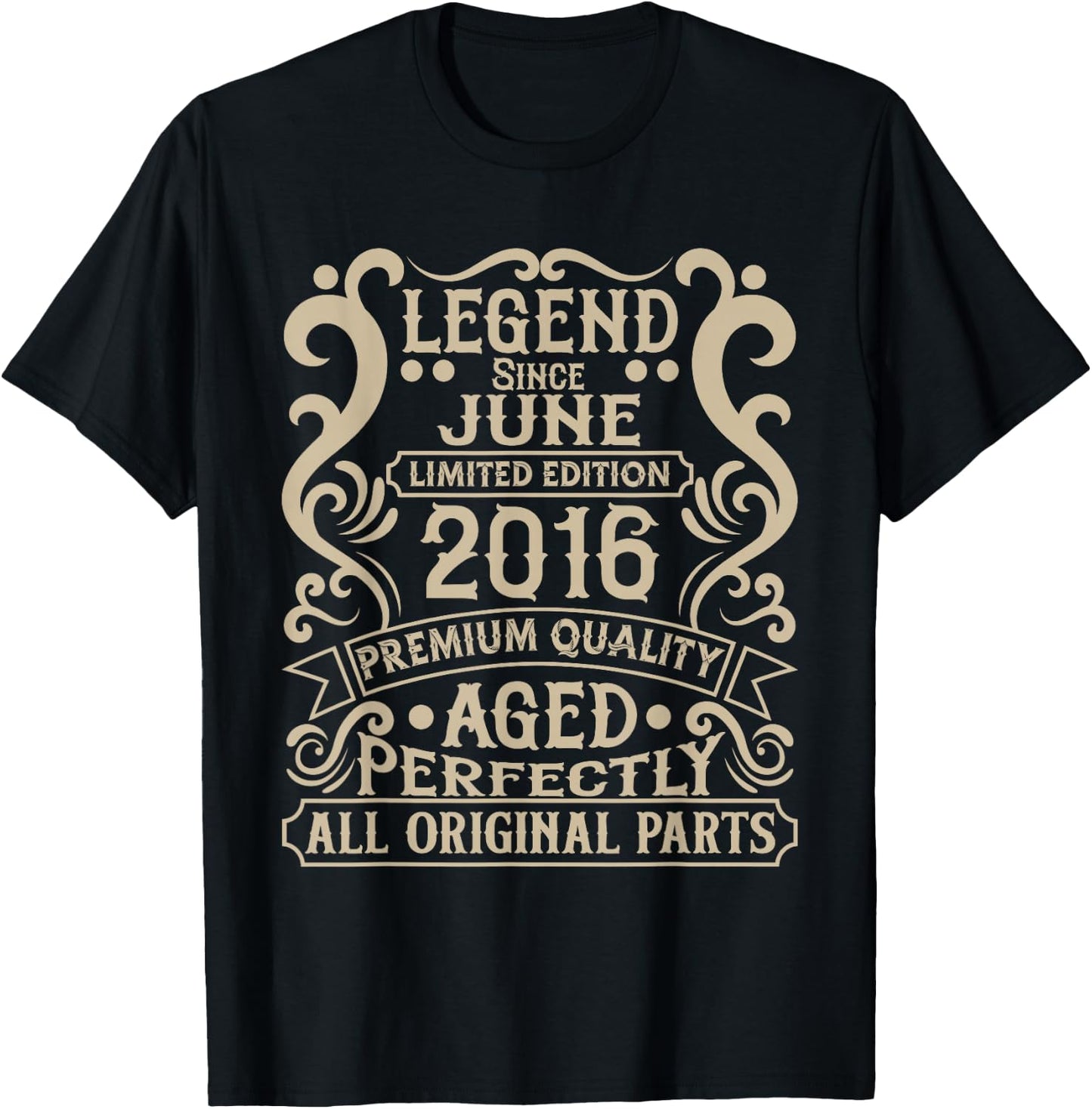 Vintage 10th Birthday Legend Since June 2016 Men Women T-Shirt - T-Shirt | Black