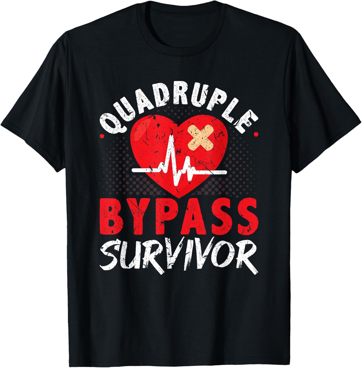 Quadruple Bypass Survivor Open Heart Surgery Coronary Artery T-Shirt - T-Shirt | Black