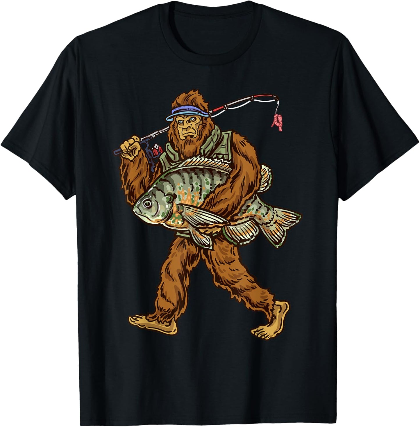 Northern Outdoors Bluegill Collection Black Fishing , -Adults, Short Sleeve, Small, , Classic Fit, Modern, Cartoon Bigfoot Pattern, All Seasons T-Shirt - T-Shirt | Black