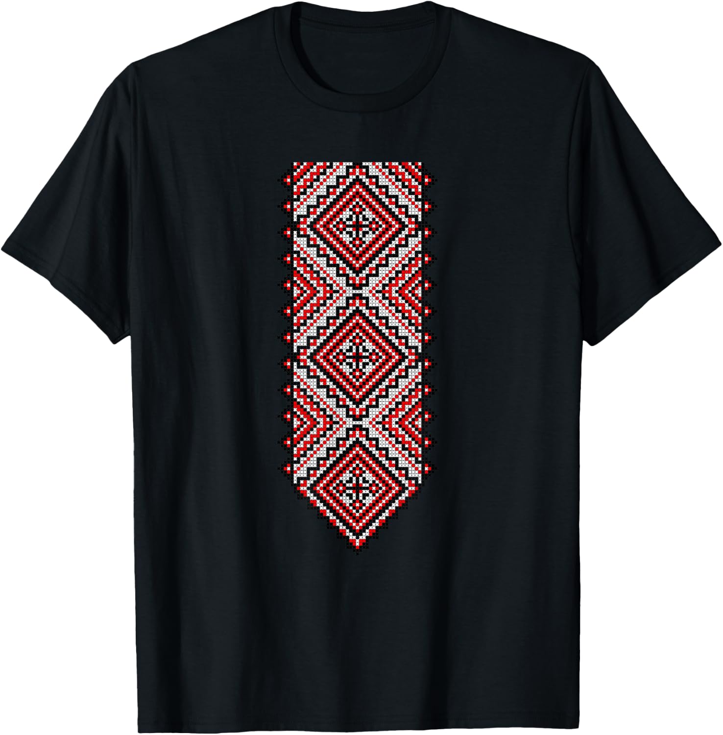 Ukrainian Embroidery Vyshyvanka Print Folk Ethnic Ornament T-Shirt - T-Shirt | Black