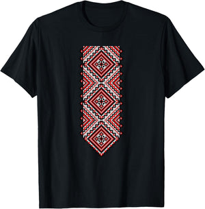 Ukrainian Embroidery Vyshyvanka Print Folk Ethnic Ornament T-Shirt - T-Shirt | Black