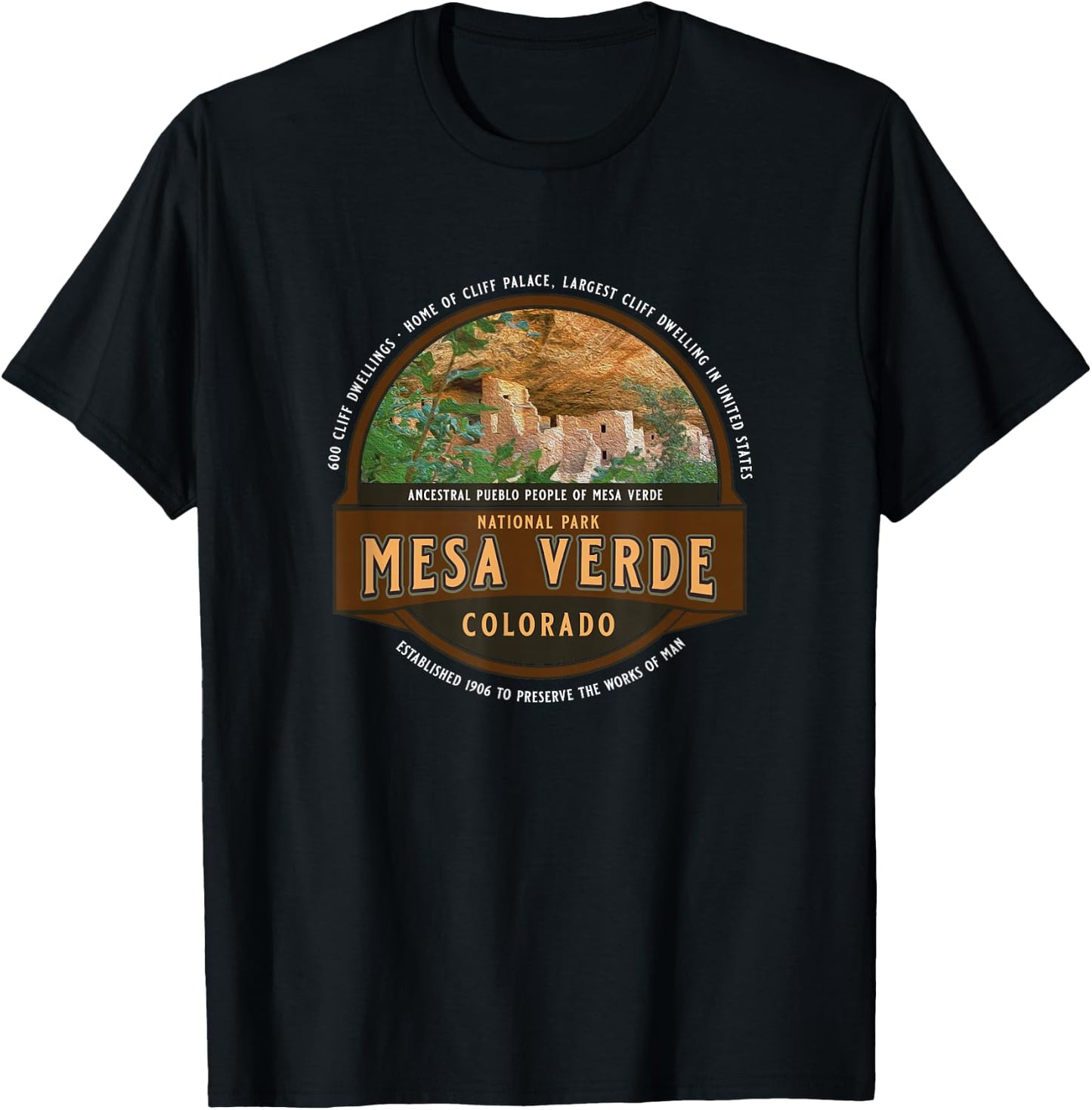 Mesa Verde National Park Colorado Cliff Dwelling Souvenir T-Shirt - T-Shirt | Black
