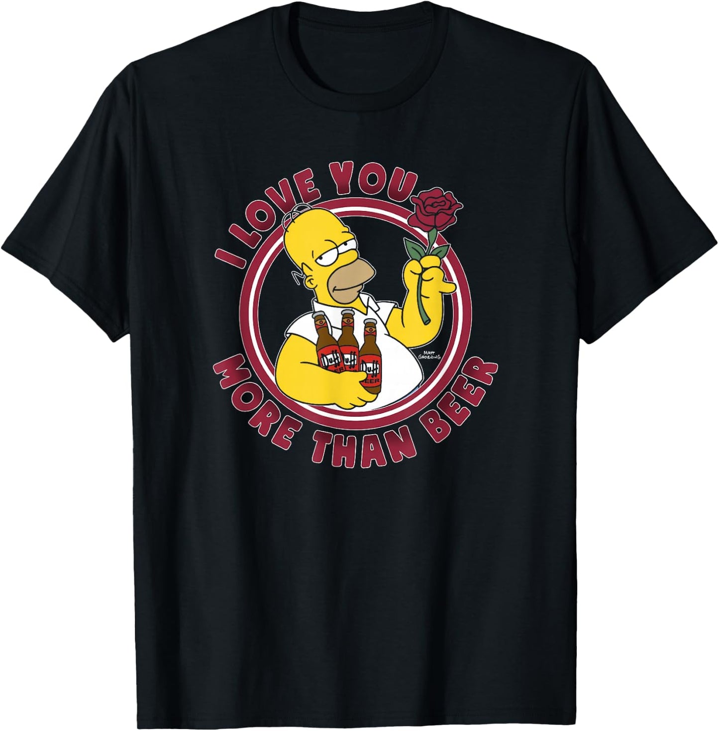 The Simpsons Valentine's Day Homer Love You More Than Beer T-Shirt - T-Shirt | Black