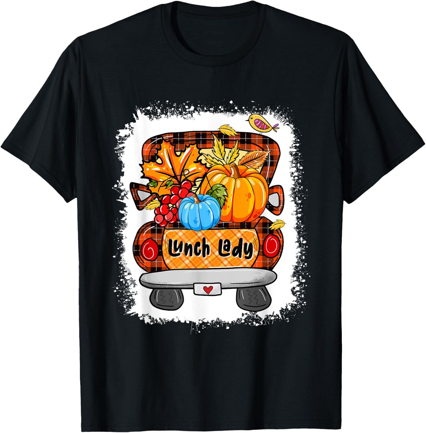 Fall Autumn Pumpkin Truck Lunch Lady Lover Thanksgiving T-Shirt - T-Shirt | Black